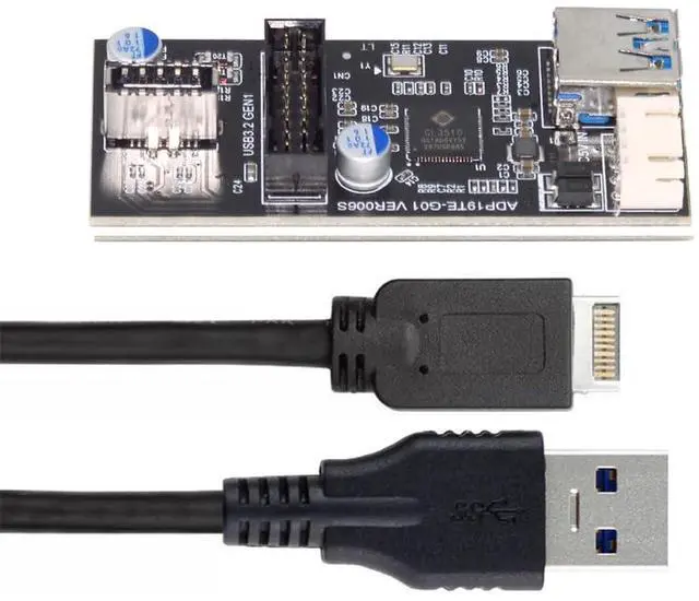 Main image of BUCIER 19/20Pin Header to 5Gbps USB 3.0 20Pin & Type-E Dual Ports Female PCBA Type Adapter Splitter 1 to 2 HUB