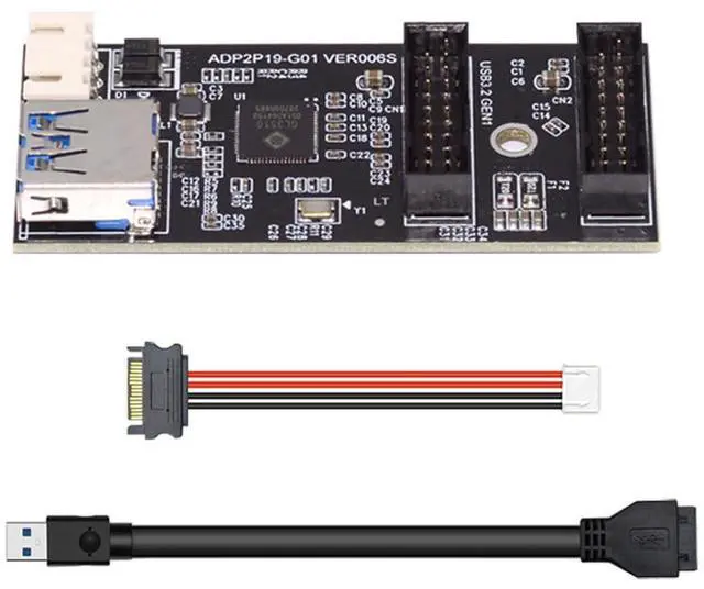 Main image of BUCIER 5Gbps Single 19/20Pin Header to USB 3.0 19/20Pin Dual Ports Female PCBA Type 1 to 2 Adapter Splitter HUB