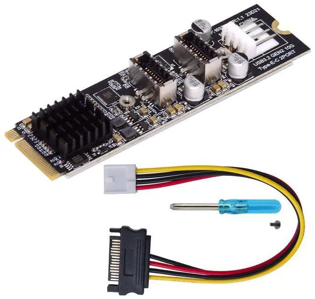 Alt view image 7 of 7 - BUCIER M.2 NVME NGFF M-Key 1 to 2 USB 3.1 Type-E Front Panel Socket Mainboard Header Extension Adapter