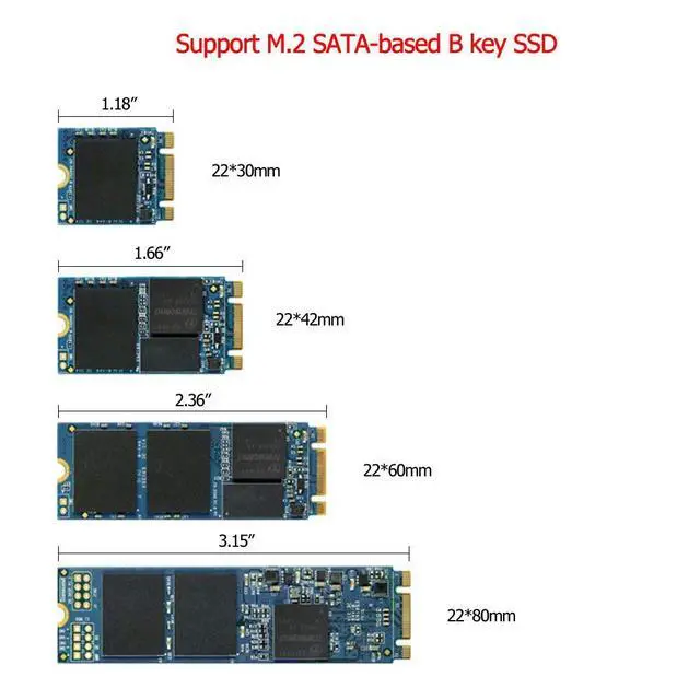 Alt view image 3 of 7 - BUCIER M.2 Adapter to 2.5 SATA Enclosure, B & M Key SATA Based NGFF SSD Converter to 2.5 Inch SATA 3.0 Card Support 2230 2242 2260 2280 Hard Drive with 7mm Case