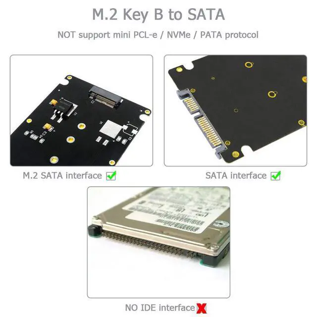 Alt view image 6 of 7 - BUCIER M.2 Adapter to 2.5 SATA Enclosure, B & M Key SATA Based NGFF SSD Converter to 2.5 Inch SATA 3.0 Card Support 2230 2242 2260 2280 Hard Drive with 7mm Case