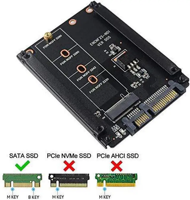 Main image of BUCIER M.2 NGFF SSD to 2.5" sata III ssd Drives, Connector Converter Expansion Card for SATA III, Supports M.2 NGFF SATA 2280, 2260, 2242, 2230
