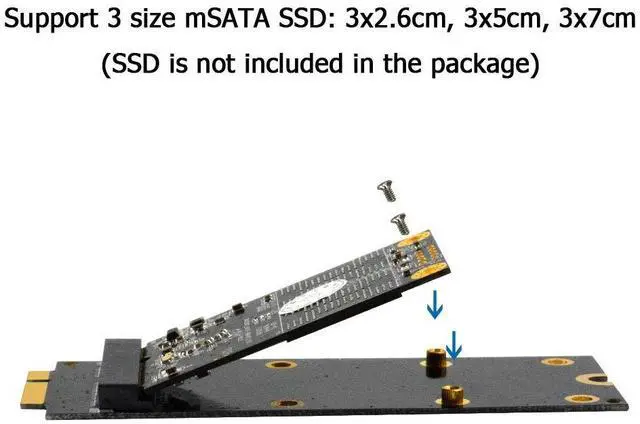 Alt view image 3 of 6 - BUCIER 7+17 pin mSATA to A1398 A1425 (2012 & Early 2013) Adapter for MacBook Pro Retina SSD Replacement, Mini PCIe SATA SSD Converter Card