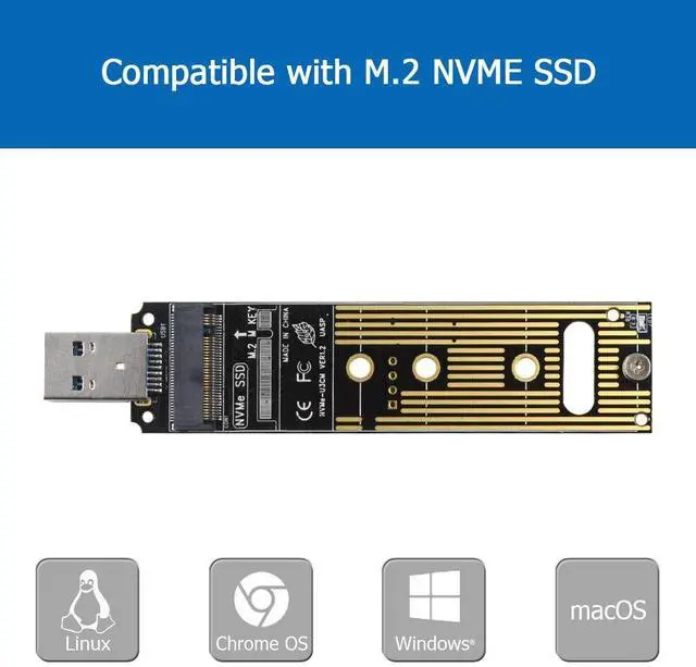 Alt view image 5 of 7 - BUCIER NVME to USB Adapter, M.2 SSD to Type-A Card (No Cable Need), High Performance 10 Gbps USB 3.1 Gen 2 Bridge Chip, Use as Portable SSD, USB to M2 SSD Key M, Support Windows XP/ 7/8 /10, MAC OS