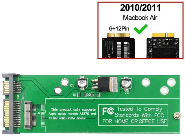 Alt view image 3 of 6 - BUCIER 18pin to SATA Adapter with USB SATA Cable for 2010 2011 MacBook Air, HDD Hard Disk Drive Converter Support Model A1369 A1370