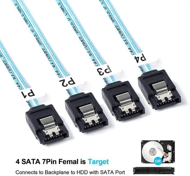 Alt view image 3 of 6 - BUCIER 2Pack Mini SAS to SATA Cable: 1M SFF-8087 to SATA Forward Breakout Cable SFF-8087 Mini-SAS Controller to Hard Drive (3.3FT)