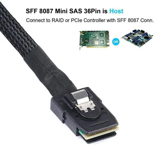 Alt view image 3 of 5 - BUCIER Mini SAS to SATA Cable: 1M SFF-8087 to SATA 90 Degree Right Angle Forward Breakout Cable SFF8087 SAS Controller to Hard Drive (3.3FT)