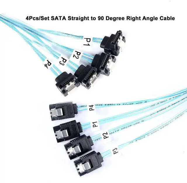 Alt view image 3 of 7 - BUCIER SATA-III Cable:1M 4Pcs/Set Thin Right-Angle SATA Cable 90-Degree, Bundled Angled to Straight SAS 6Gbps Data Replacement for Server-Raid SDD HDD CD DVD Drives (3.3FT)
