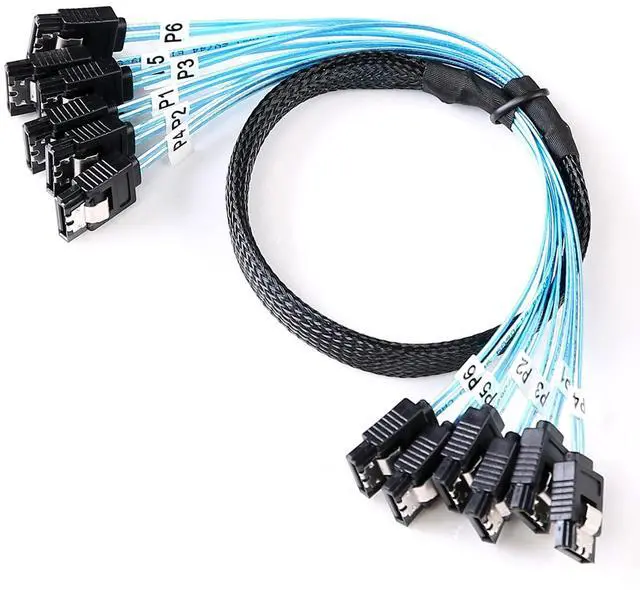 Main image of BUCIER SATA-III Cable-0.5M, 6Pcs/Set-6Gbps-Sata HDD-SSD Data-Cable Thin Replacement for Bitcoin Computer-Server CD DVD Drives Raid (1.6FT)