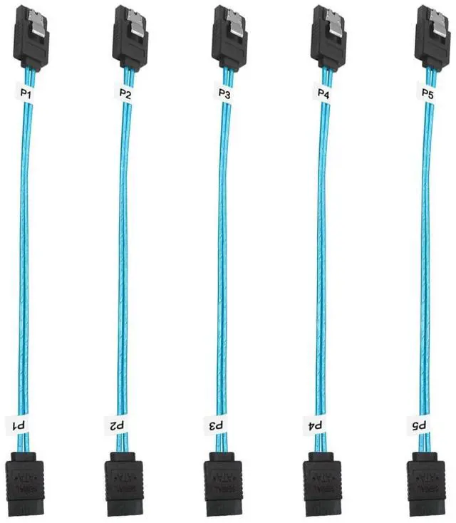 Main image of BUCIER 5Pack SATA III Cable:8 inch Short-SATA Cable Thin 0.2M, Straight Flexible 6Gb Data with Locking Latch for Hard Drive,SDD, HDD (0.6FT)