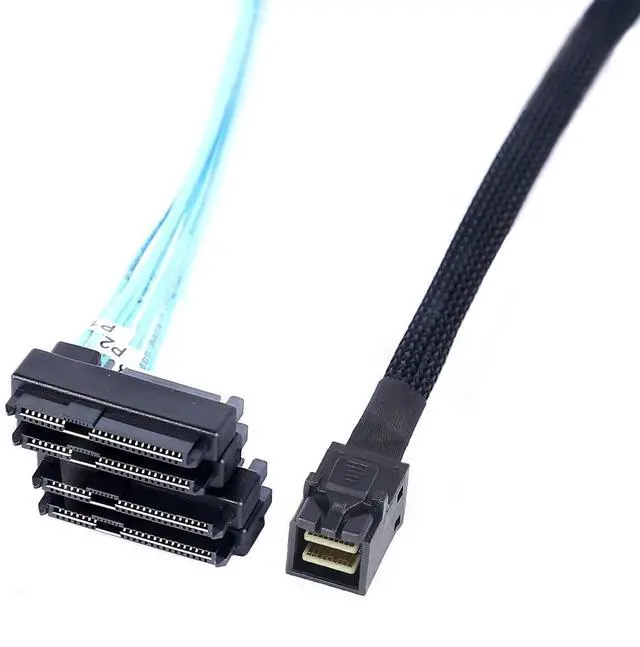 Alt view image 5 of 6 - BUCIER Mini-SAS to SAS-Cable: 0.5M SFF-8643 to SAS SFF-8643 to SFF-8482 Connector 4X SFF-8482 with SATA Power Adapter Cable (1.6FT)