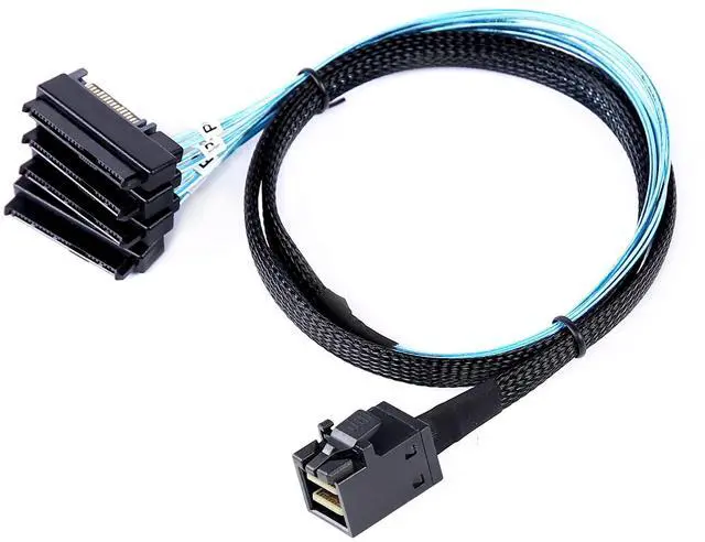 Alt view image 6 of 6 - BUCIER Mini SAS to SAS Cable: 1M SFF-8643 to SAS SFF-8643 to SFF-8482 Connector 4X SFF-8482 with SATA Power Adapter Cable (3.3FT)