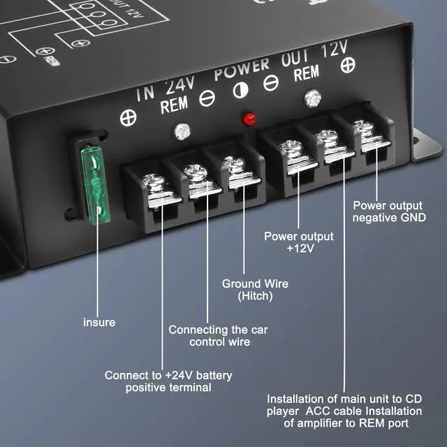 Alt view image 5 of 7 - BUCIER DC 24V to 12V Step-Down Voltage Converter - 100A, 1200W DC Buck Module Adapter - Car Truck Vehicle Power Supply - 1 Pcs
