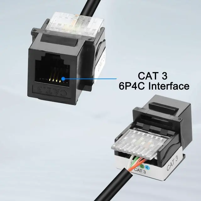 Alt view image 3 of 7 - BUCIER RJ11 CAT3 Keystone Coupler Telephone Cable 6P4C Female to Female Jack Modules Connector Adapter Cord for Telephone Fax ADSL DSL Modems Line -20CM/7.8IN 2PCS