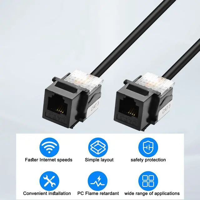 Alt view image 4 of 7 - BUCIER RJ11 CAT3 Keystone Coupler Telephone Cable 6P4C Female to Female Jack Modules Connector Adapter Cord for Telephone Fax ADSL DSL Modems Line -20CM/7.8IN 2PCS
