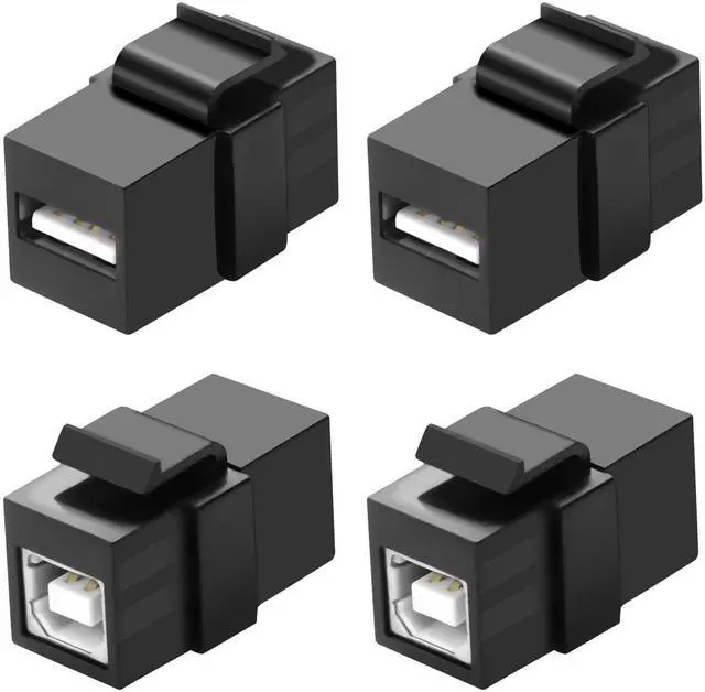 Main image of BUCIER USB B to USB A Panel Mount Adapter Keystone Insert Solderless Socket Connector USB2.0 Type B Female to Type A Female Keystone Coupler Wall Outlet Jack Adapter for PC Printer Scanner - 4PCS