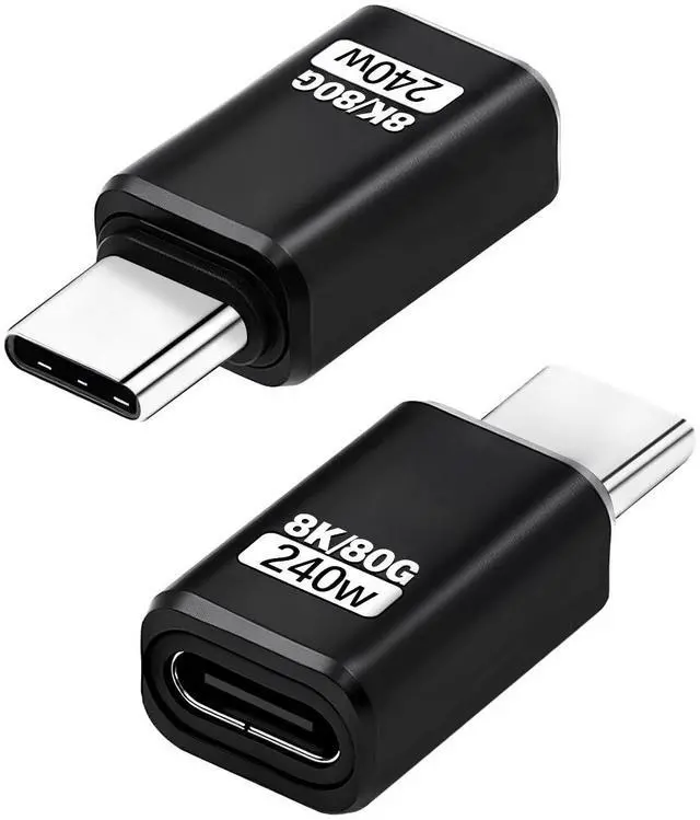 Main image of BUCIER 80G USB C Extender Adapter, USB C Male to Female Adapter Connector 240W PD & 8K Video Compatible with Thunderbolt 5 Cable for Steam Deck, ROG Ally, Switch, Notebook, PC, Tablet, Phone 2 Pack