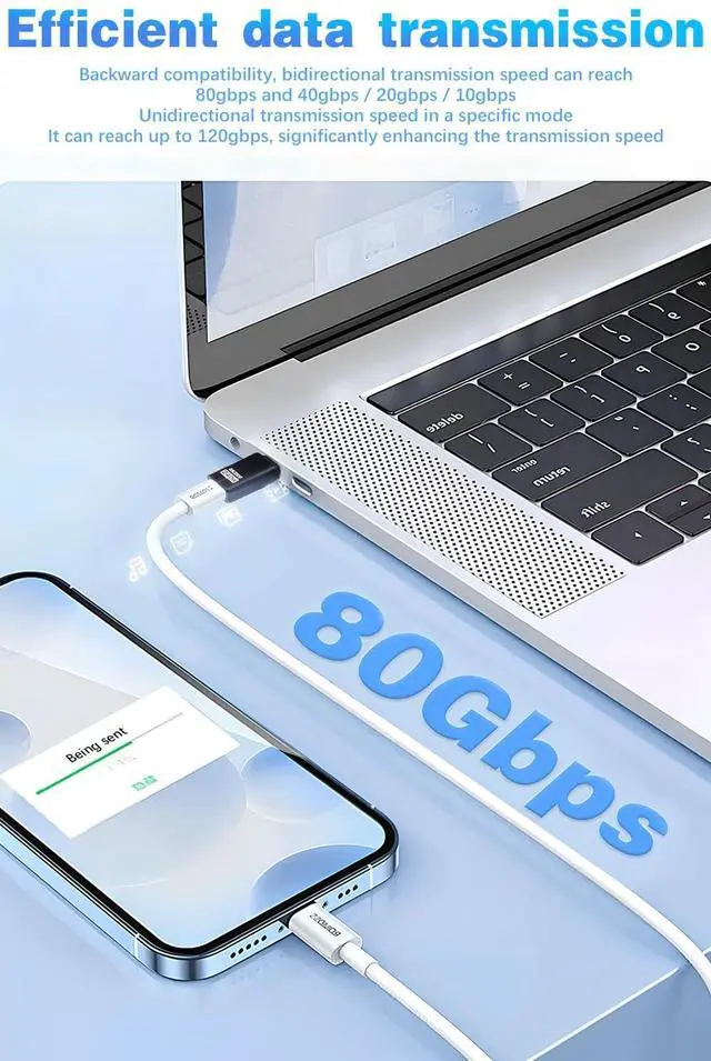 Alt view image 2 of 7 - BUCIER 80G USB C Extender Adapter, USB C Male to Female Adapter Connector 240W PD & 8K Video Compatible with Thunderbolt 5 Cable for Steam Deck, ROG Ally, Switch, Notebook, PC, Tablet, Phone 2 Pack