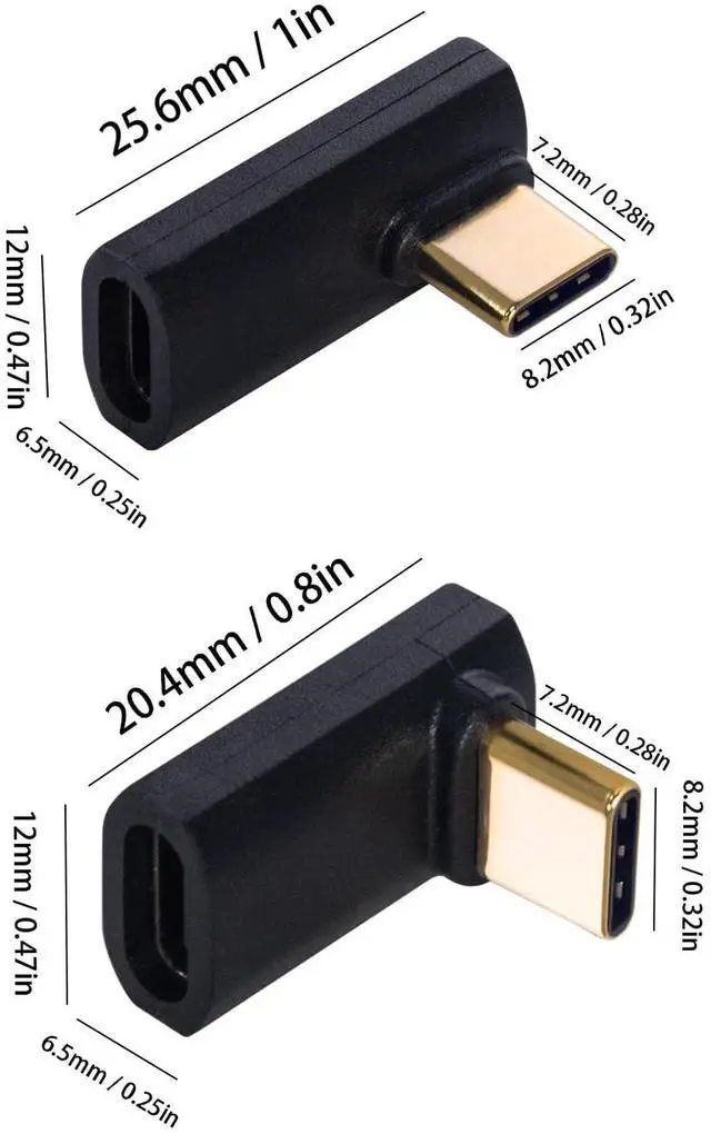 Alt view image 2 of 7 - BUCIER 90 Degree USB C Adapter, USB C Female to Female Adapter 240W PD, 40Gbps,8K@60Hz Support Thunderbolt 4 Cable for Steam Deck, Laptop, MacBook, iPhone 4 Pack