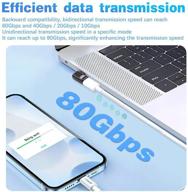 Alt view image 2 of 7 - BUCIER 90 Degree USB C Right Angle Adapter, 80Gbps Data, 240W Charging, 8K@60Hz Video Male to Female USB-C 90 Degree Adapter for Laptop, MacBook Pro/Ai, iPhone 16, Steam Deck, 5 Pack