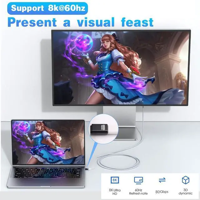 Alt view image 6 of 7 - BUCIER 90 Degree USB C Right Angle Adapter, 80Gbps Data, 240W Charging, 8K@60Hz Video Male to Female USB-C 90 Degree Adapter for Laptop, MacBook Pro/Ai, iPhone 16, Steam Deck, 5 Pack