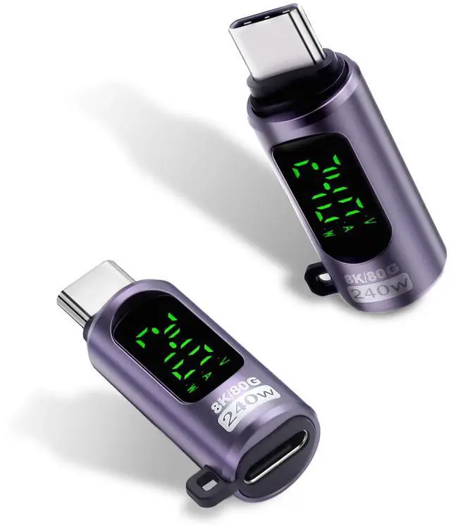 Main image of BUCIER USB C Extension Adapter 240W PD, 80Gbps, 8K@60Hz Video, USB C Male to Female Extender Digital Display for Thunderbolt 5 Cable, iPhone 15/16, Hub, Laptops,Game Controller. Purple, 2 Pack