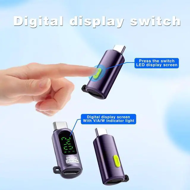 Alt view image 4 of 7 - BUCIER USB C Extension Adapter 240W PD, 80Gbps, 8K@60Hz Video, USB C Male to Female Extender Digital Display for Thunderbolt 5 Cable, iPhone 15/16, Hub, Laptops,Game Controller. Purple, 2 Pack