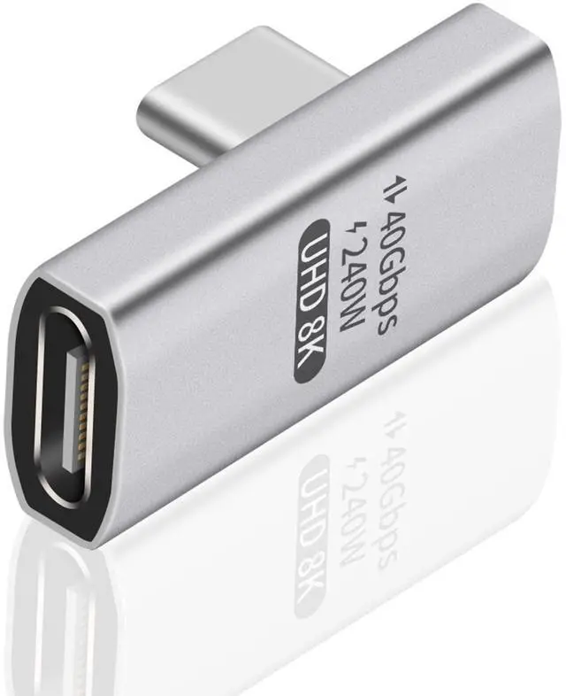 Main image of BUCIER 90 Degree USB C Adapter, Right Angle USB C Male to Female Adapter, 40Gbps Data Transfer, 8K@60Hz Video, Compatible with Thunderbolt4/3, Laptop, Tablet, Phone (1 Pack)