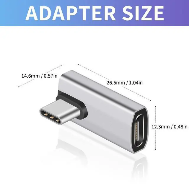 Alt view image 2 of 7 - BUCIER 90 Degree USB C Adapter, Right Angle USB C Male to Female Adapter, 40Gbps Data Transfer, 8K@60Hz Video, Compatible with Thunderbolt4/3, Laptop, Tablet, Phone (1 Pack)