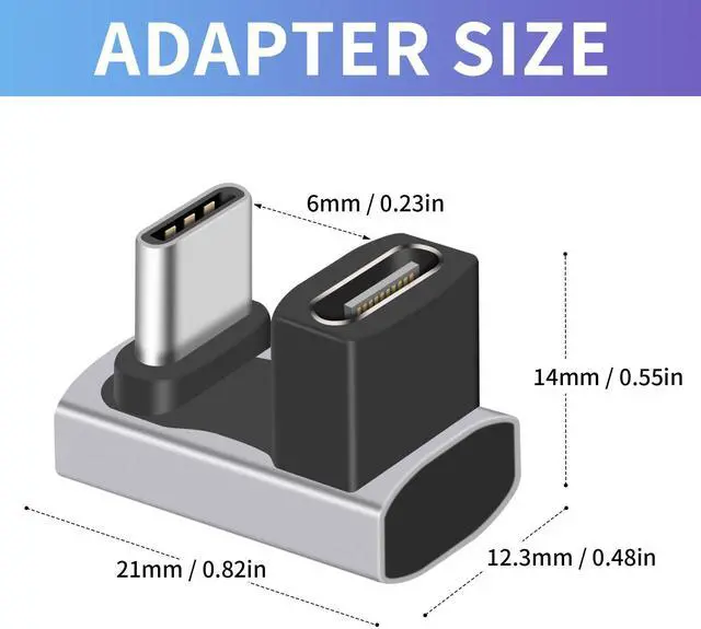 Alt view image 7 of 7 - BUCIER USB C 180 Degree Adapter 240W PD, 8K@60Hz, 40Gbps,180 Degree USB C Female to Male Adapter Connector for Thunderbolt 4, Thunderbolt 3, Switch, Laptop, Tablet, Phone and More 2 Pack