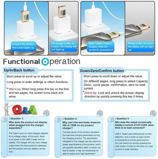 Alt view image 4 of 7 - USB C Power Meter Testers, BUCIER PD3.1 Digital Multimeter, USB C Voltage Current Voltmeter Amp Volt Ammeter Detector USB C Cable Charger Indicator DC4.5-50V/0-12APD2.0/PD3.0/PPS/QC2.0/QC3.0/FCP