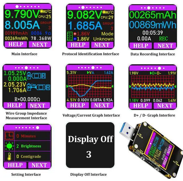 Alt view image 4 of 7 - BUCIER USB C Power Meter Tester, Voltmeter Ammeter Load Tester, Voltage and Current Monitor With Braided C to C Cable (1.5Ft/50cm) - Test Cable Speed - PD 2.0/3.0 QC 2.0/3.0/4.0