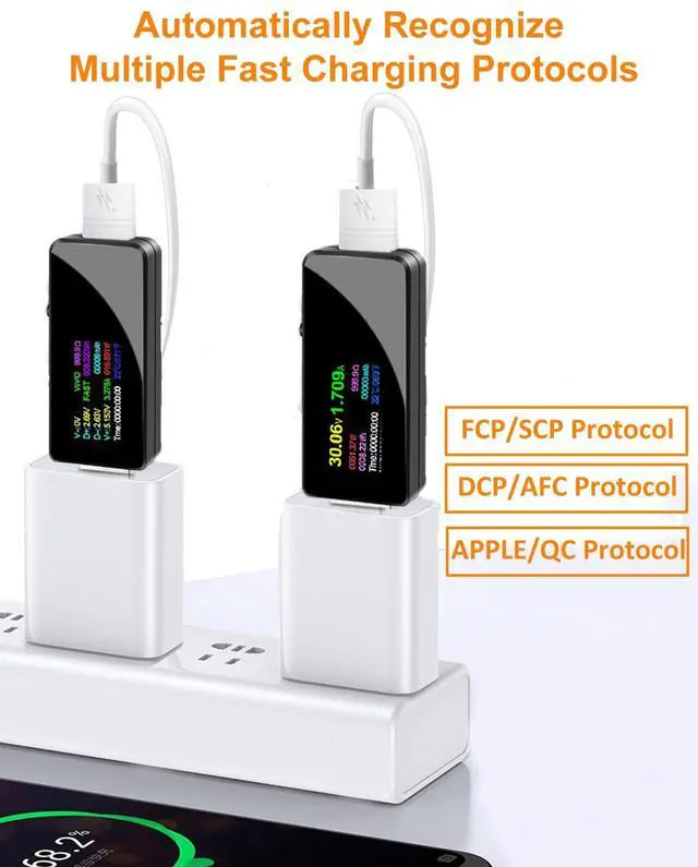 Alt view image 4 of 6 - USB 3.0 Tester, BUCIER IPS Color Display Digital Multimeter Voltmeter Current and Voltage Monitor, DC 5.1A/30V/150W Power Meter Tester, Test Speed of Chargers, Cables, Capacity of Power Banks-Black