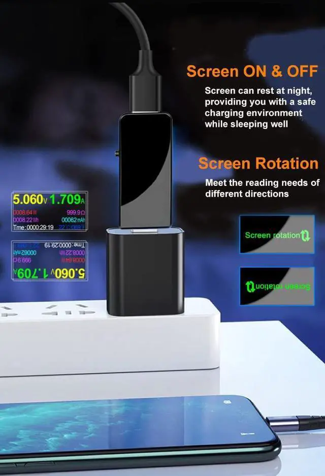 Alt view image 5 of 6 - USB 3.0 Tester, BUCIER IPS Color Display Digital Multimeter Voltmeter Current and Voltage Monitor, DC 5.1A/30V/150W Power Meter Tester, Test Speed of Chargers, Cables, Capacity of Power Banks-Black