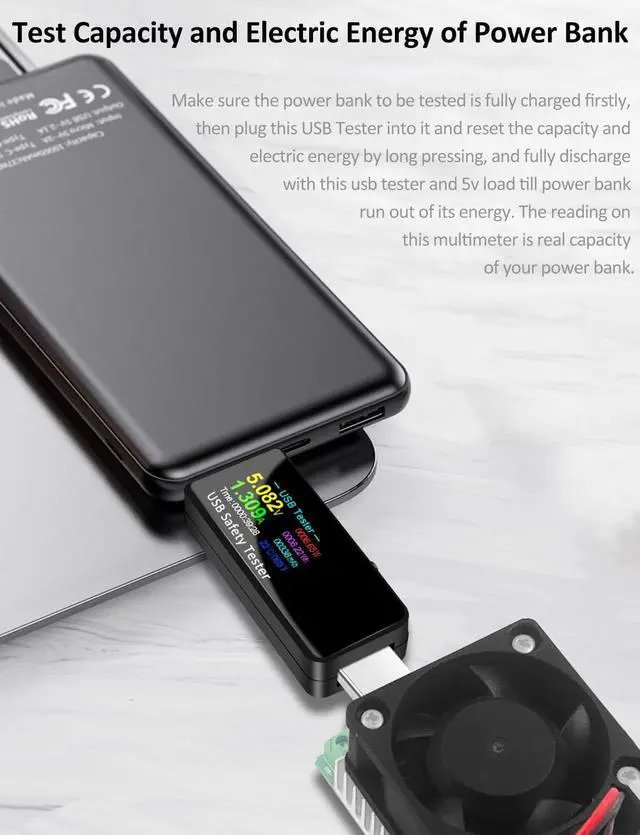 Alt view image 5 of 7 - BUCIER USB 3.0 Tester Multimeter 3.7-32V 0-5.1A USB Voltage Tester USB Digital Current and Voltage Tester Meter Voltmeter Ammeter IPS Color Display Capacity Power Charger Detector