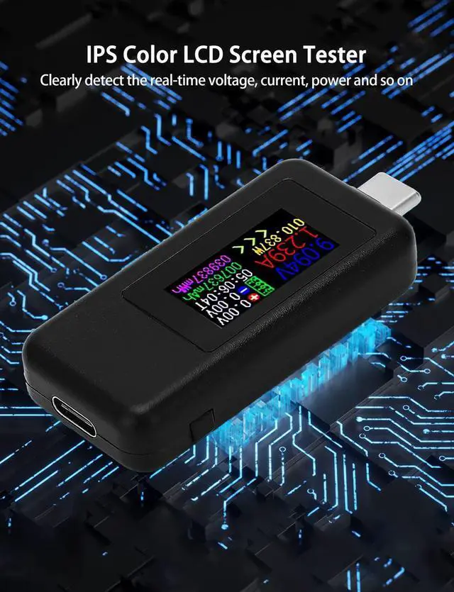 Alt view image 5 of 7 - BUCIER USB C Tester Voltmeter Power Voltage and Current Tester Meter 0-5.1A 4-30V USB Power Capacity, Temperature, Working Time Volt Ammeter Detector IPS Color Display LCD Power Charger Detector