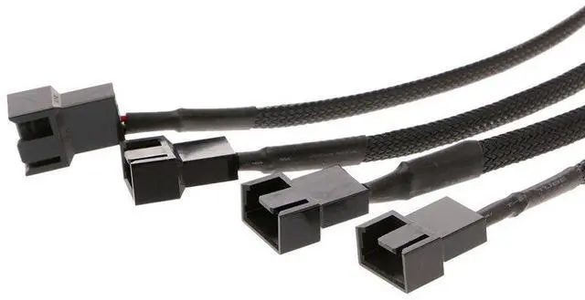 Alt view image 3 of 6 - BUCIER New 1 To 4 Way Y-Splitter Sleeved 4-Pin Molex Fan Male To 4x 3-Pin/4-Pin PWM Male Connector For Fan Extension Adapter Cables