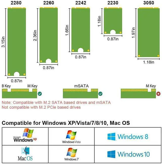 Alt view image 4 of 7 - M.2 or mSATA to SATA 3.0 Adapter 2-in-1 NGFF to mSATA Converter Reader Card with SATA Cable Converter as Portable Flash Drive External 2.5 inch Hard Drive,Support Full SATA or NGFF B/B+M Key SSD