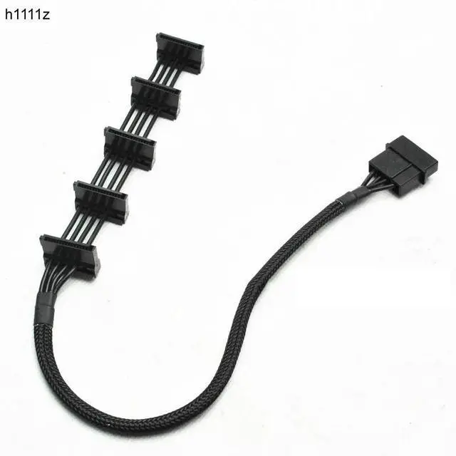 Main image of BUCIER High Quality 1 Pcs Practical Durable PC Server 4 pins IDE Molex 1 to 5 SATA Power Cable Adapter Splitter Cables 18AWG Black 40cm