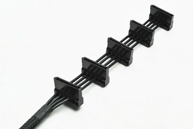 Alt view image 3 of 5 - BUCIER High Quality 1 Pcs Practical Durable PC Server 4 pins IDE Molex 1 to 5 SATA Power Cable Adapter Splitter Cables 18AWG Black 40cm