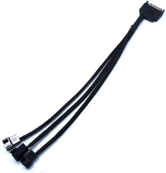 Alt view image 2 of 5 - BUCIER SATA to 3 x 3 Pin / 4 Pin PMW 12V PC Case Fan Power Adapter Cable, 3-Pin or 4-Pin (PWM Connector) to 15 Pin SATA Computer Cooler Cooling Fan Splitter Y Power Cable 2-Pack