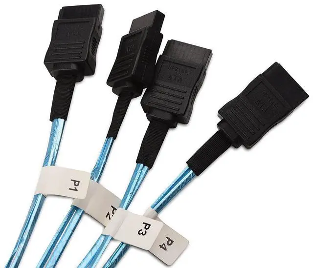 Alt view image 5 of 5 - BUCIER Internal HD Mini SAS to SATA (SFF-8643 to 4x SATA) Reverse Breakout Cable 3.3 Feet/1mParent