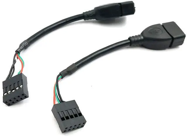 Alt view image 6 of 6 - BUCIER USB Header to USB Cable,Motherboard USB 2.0 Adapter Cable, USB 2.0 Type A Female to Dupont 9 Pin Female Header Motherboard Cable Cord (2-Pack 0.1M)