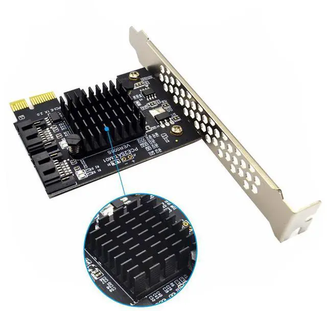 Alt view image 3 of 5 - BUCIER 2 Port SATA III PCIe 3.0 X1 Controller Card, PCI Express to SATA 3.0 6G, Marvell 88SE91XX