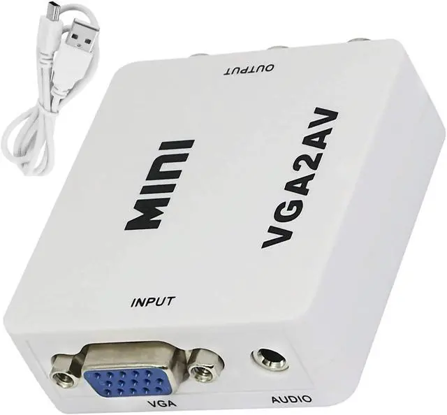 Main image of BUCIER VGA to AV Converter, 1080P VGA to RCA/AV/CVBS Conversion Device, Mini AV Composite Adapter with USB Power Cable, Suitable for PC/Projector/DVD