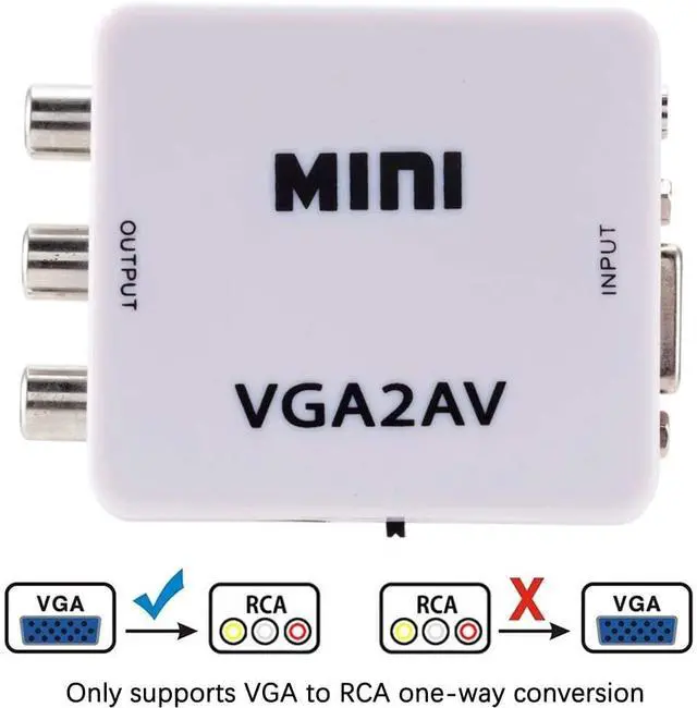 Alt view image 2 of 6 - BUCIER VGA to AV Converter, 1080P VGA to RCA/AV/CVBS Conversion Device, Mini AV Composite Adapter with USB Power Cable, Suitable for PC/Projector/DVD