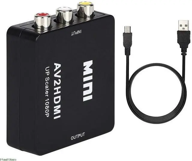 Alt view image 2 of 7 - BUCIER HDMI to RCA Converter, TechCode Mini 1080P HDMI to AV Scaler Adapter Supports PAL/NTSC HDMI to RCA AV/CVSB L/R HD Video Converter for PC, Laptop, Xbox, HDTV, DVD, TV Stick or More (Black)