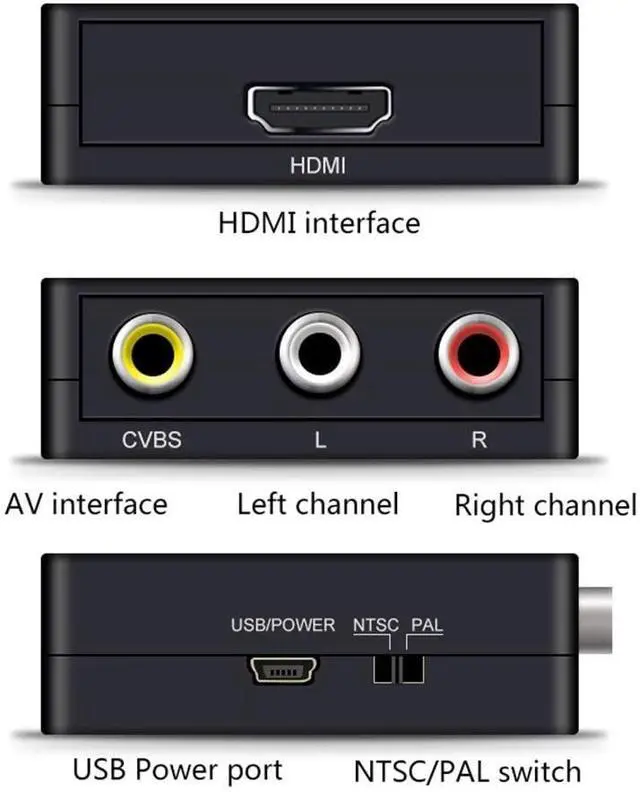Alt view image 6 of 7 - BUCIER HDMI to RCA Converter, TechCode Mini 1080P HDMI to AV Scaler Adapter Supports PAL/NTSC HDMI to RCA AV/CVSB L/R HD Video Converter for PC, Laptop, Xbox, HDTV, DVD, TV Stick or More (Black)