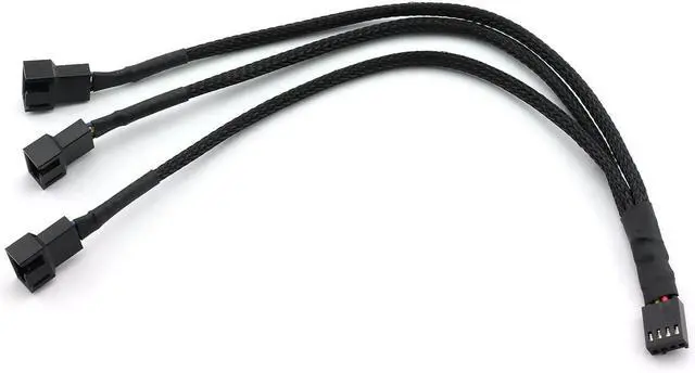 Main image of BUCIER 4Pin 1 to 3 Ways PWM Fan Splitter Cable Black Sleeved Fan Power Extension Cable 4Pin Female to 3X 4Pin Male 27cm/10.5 inches