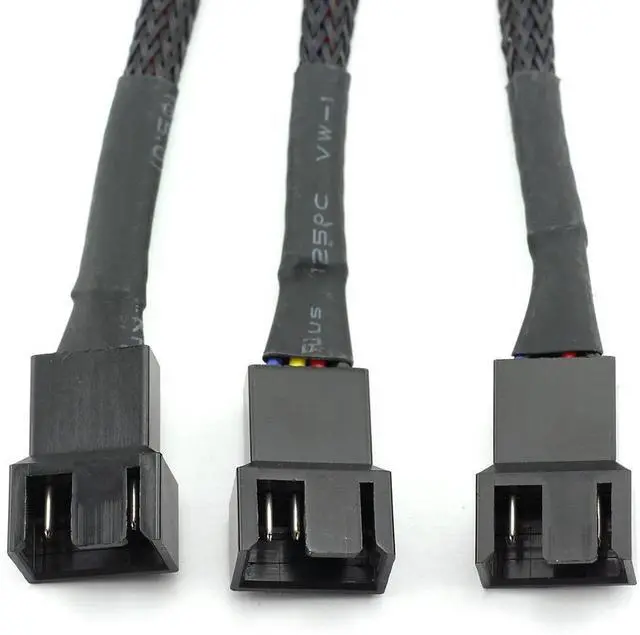 Alt view image 6 of 6 - BUCIER 4Pin 1 to 3 Ways PWM Fan Splitter Cable Black Sleeved Fan Power Extension Cable 4Pin Female to 3X 4Pin Male 27cm/10.5 inches